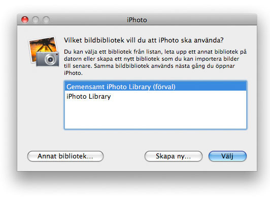 Välj det nya biblioteket