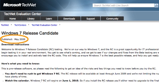 Windows 7 RC släpps i maj